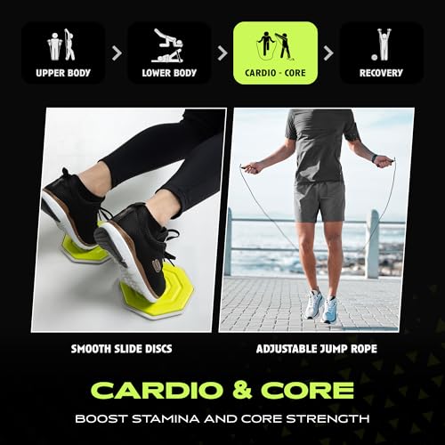 Ex Kit Home Gym Equipment with Carry Bag - 10Pcs Resistance Bands Kit with Handles, Door Anchor, Jump Rope, Booty Bands & More – Full Body Workout Bands Set for Strength, Cardio & Flexibility - color: Black