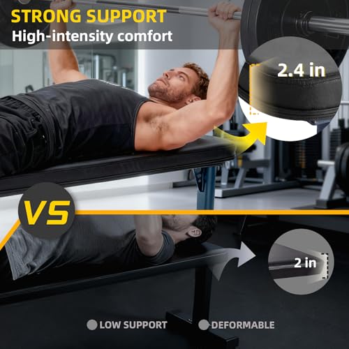 Flat Weight Bench, 2.4 Inch Thick Pad Workout Bench 660 LBS Bench Press Exercise Equipment for Home Gym Strength Weight Training - color: Black, size: 41 in Basic