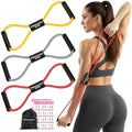 Figure 8 Resistance Bands with Handles, 3 Levels Latex Exercise Stretch Bands - color: Yellow, Grey, Red
