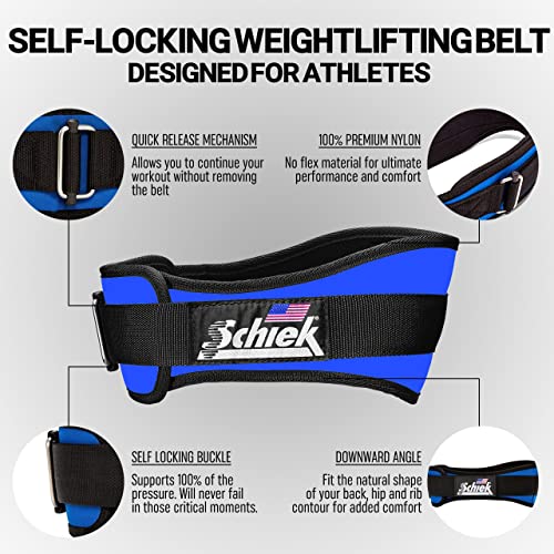 Schiek Sports 2006 Nylon 6 Inches Weight Lifting Belt - Support Belt for Power Lifting - color: Royal, size: Small