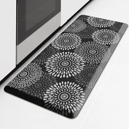 LuxStep Kitchen Mat Waterproof Kitchen Rugs for Floor Cushioned Anti-Fatigue Mat Non-Slip Standing Desk Mat Comfort Floor Mats for House Sink Office 17.3" x 39" Black - color: Black, size: 39"L x 17.3"W x 0.5"Th