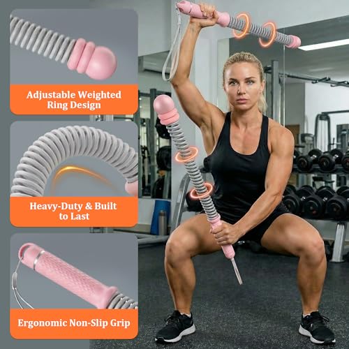 2pcs Adjustable Ropeless Battle Ropes for Home Gym, Weighted Cordless Battle Ropes for Home Workout, Portable Exercise Training Rope for Indoor and Outdoor (Pink) - color: Pink