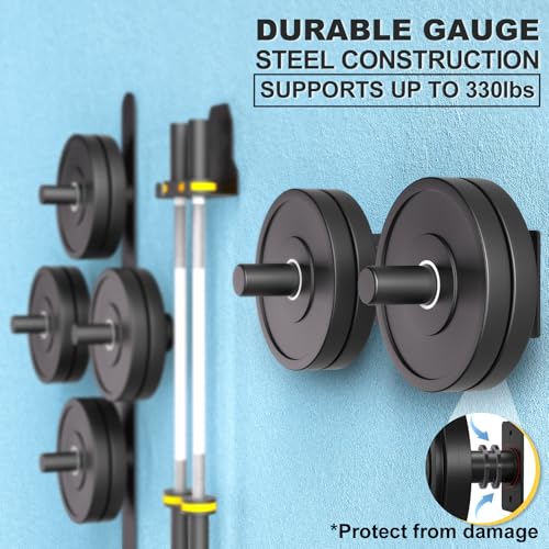 Wall Mounted Weight Plate Holder, Weight Rack Storage for 2" Olympic Weight Plate, Max Weight Capacity 330 lb, Best with Black Powder Coated for Garage Home Gym Strength Training (2 pcs)