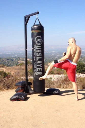 Outslayer Heavy Duty Punching Bag Stand - 7.8ft / 6.8ft Heavy Bags up to 350lbs - Made in USA - Filled or Unfilled Sandbags - Easy Assembly - size: 7'8 Ft Heavy Duty Stand, style: With Unfilled Sand Bags