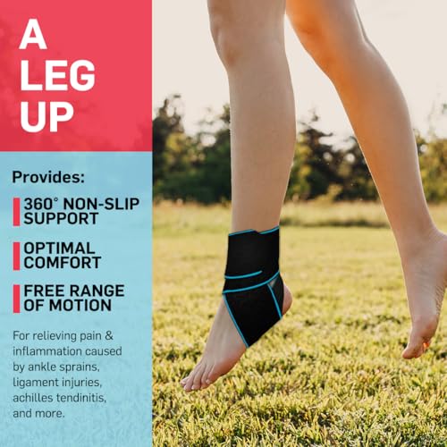 Dr. Arthritis Essentials Ankle Brace Support for Women & Men, Tendonitis, Achilles Injuries, Running, Basketball & More, Fits Left & Right Foot (Blue 2 Pack) - size: Blue - 2 Pack