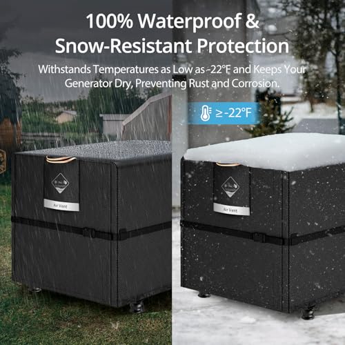 QH.HOME Waterproof Generator Cover 24x18x20 inch ,900D Heavy Duty Oxford with Secure Windproof Buckle- for Most Generators 3000-5000 Watt, Black - size: 24"(L) x 18"(W) x 20"(H)