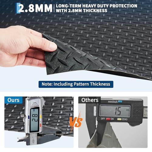 GarveeTech 7.8 x 22 ft Garage Floor Mat, 2.8 mm Thickened Diamond Plate PVC Garage Mats Flooring Roll for Under Car, Garage Car Parking Mats for Compact SUVS, Sports Car - style: 7.8 x 22 FT & 2.8mm