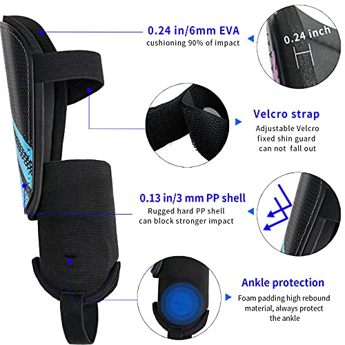 newox Soccer Shin Guards Kids Youth - Shin Pads Protection Boys Shin Guards Soccer Youth - Soccer Shin Guards for Kids 3-15 Years Old Girls Boys - color: blue, size: X-Small
