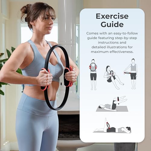 Sunny Health & Fitness 15” Pilates Ring, Resistance Circle for Toning | Glass Fiber Construction, Anti-Crack, Cushioned Foam Pads, Compact, Tones Upper Body & Pelvic Floor, Workout Accessories