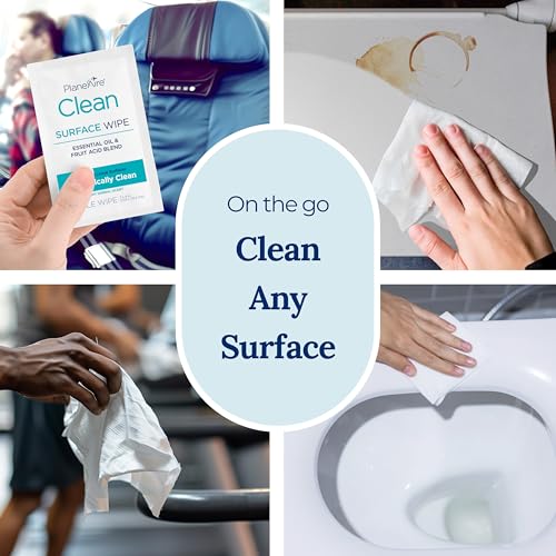 Clean Wipes | Surface Cleaning Wipes | Individually Wrapped Travel Wipes | All Purpose Cleaning Wipes | Airplane Travel Essentials | Travel Cleaning Supplies | On the Go | Essential Oils | 4 Pack - size: 1 Count (Pack of 4)