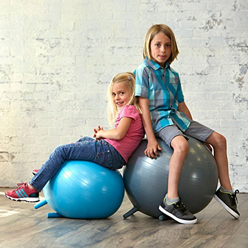 Gaiam Kids Stay-N-Play Children's Balance Ball - Flexible School Chair Active Classroom Desk Alternative Seating Built-In Stay-Put Soft Stability Legs, Includes Air Pump - color: Grey, size: 52cm