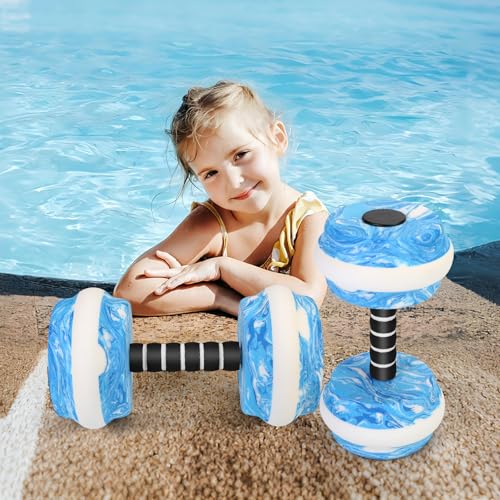 Aquatic Exercise Dumbbells, 2PCS Water Weights for Pool Exercise, Water Aerobics Equipment, High-Density EVA-Foam Pool Weights Dumbbells for Weight Loss, Pool Fitness, Water Exercise - color: Blue