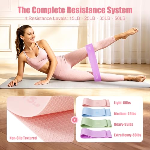 Women's Pilates Ring Set with Knee and Wrist Brace, 14in | Knee & wrist Brace protect joints. Ball, band(15-50lbs), socks, strap, bag, pump, guide. Durable, portable, lifetime support. - size: Medium
