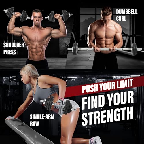 Yes4All Old School Adjustable Dumbbell Set with Weight Plates, Star Lock Collars/Connector, 40lbs to 200lbs Adjustable Weight Plates Set - color: F. Barbell 60LB or 30LB Dumbbell Pair - Black