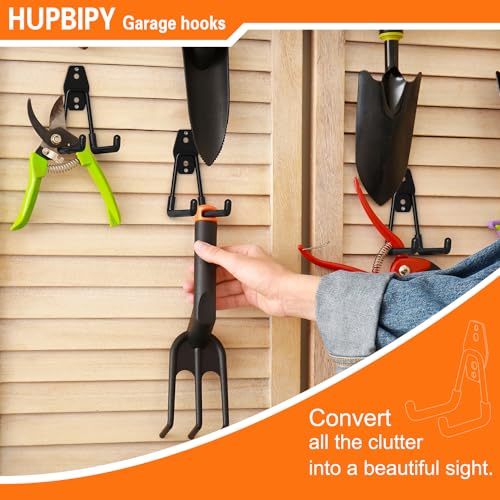 HUPBIPY 18 Pack Garage Hooks Heavy Duty, Wall Mount Ladder Hooks | Storage Organizer With a non-slip coating for Hanging Bicycles Garden Tools Ladders Hoses Ropes and Loose Items(Black) - color: 18 Pack Black