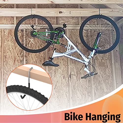 HUHOLE 4 Pack Rafter Hooks for Garage Storage Large S Hooks | No Drill Utility Hangers with 50 lb Capacity for Bikes, Ladders, Plants, Hoses, Wood Joists and Beams