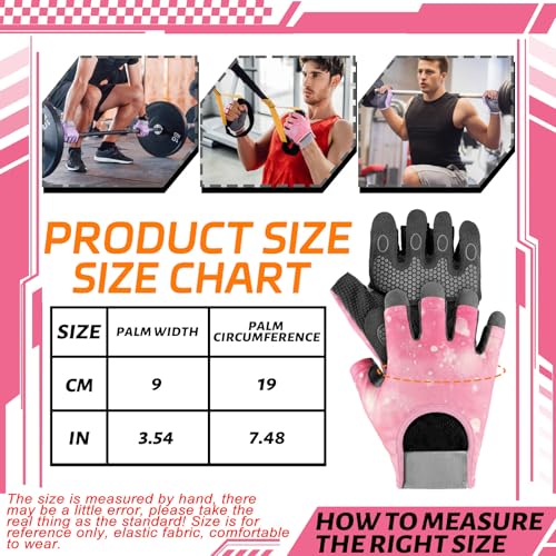 Fourluoo 3 Pairs Weight Lifting Gloves for Men Women, Gym Workout Gloves with Full Palm Protection, Breathable Anti-Slip Fitness Glove for Training, Cycling, Pull-ups, Medium - style: Vibrant Style
