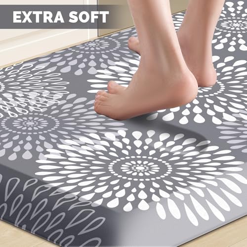 LuxStep Kitchen Mat Waterproof Kitchen Rugs for Floor Cushioned Anti-Fatigue Mat Non-Slip Standing Desk Mat Comfort Floor Mats for House Sink Office 24" x 70"-4/5 Inch Grey - color: Grey, size: 70"L x 24"W x 0.8"Th