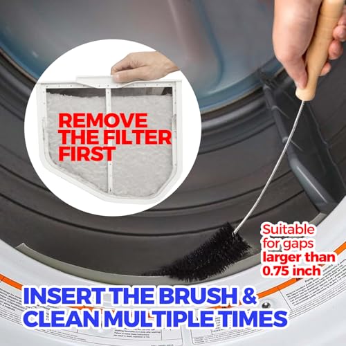 Holikme Dryer Vent Cleaner Kit 3 Pack – Crevice & 2 Lint Brushes | Flexible Nylon Bristles & Bendable Shaft Adapt to Tight Corners – Also Cleans Fridge Coils, Radiator Fins & AC Vents. - size: 3Pieces