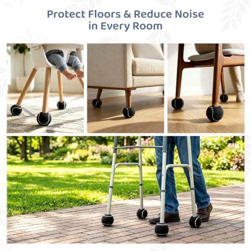 ANCKNE Walker Tennis Balls Precut Tennis Balls for Walkers 4PCS Walkers Legs Universal Precut Glide Balls, Heavy Duty Long Lasting Felt Pad Glide Coverings for Furniture Legs and Floor Protection - color: Black