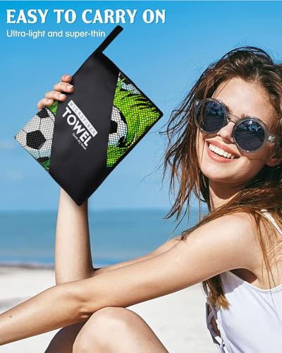Grass Field Soccer Beach Towel, 36"x72" Sand Free Quick Dry Thin Lightweight Microfiber Gifts for Football Lovers - color: Sport-7