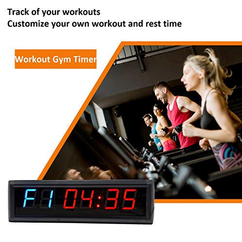 Gym Timer with Remote Countdown Garage Workout Fitness Clock Blue 1.8inch - color: Blue and Red