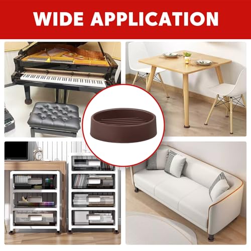 Non Slip Furniture Pads, 2"x2" Round Rubber Furniture Caster Cups Anti-Sliding Bed Stopper, Anti Grippers Floor Protectors for Furniture Bed, Couch, Chair Leg (Brown, 4 Pack) - size: 2" x 2" (Set of 4)-Round