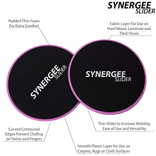 Synergee Core Sliders – Dual Sided Ab Exercise Equipment - color: Power Pink