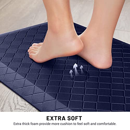 HappyTrends Kitchen Runner Rugs Anti-Fatigue mats - 4/5 Inch Thick Non Slip Waterproof Ergonomic Comfort Mat for Kitchen, Floor Home, Office, Sink, Laundry (17.3"x 28",Blue) - color: Blue, size: 28"L x 17.3"W x 0.8"Th