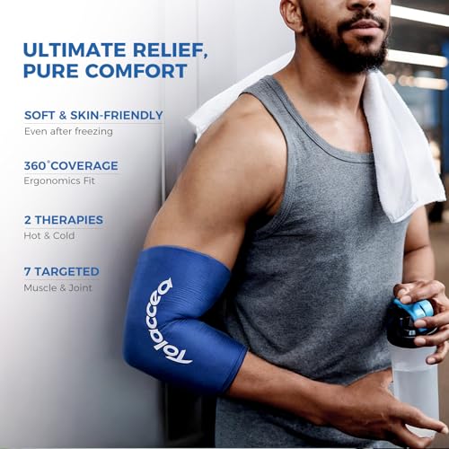 Elbow and Knee Ice Pack - Cold Ice Sleeve with Reusable Gel & Cold Therapy Compression for Knee, Shin Splints, Calf Strain, Flexible Ice Pack forTennis Elbow, Tendinitis (Medium (Pack of 1), Blue) - color: Blue, size: Medium