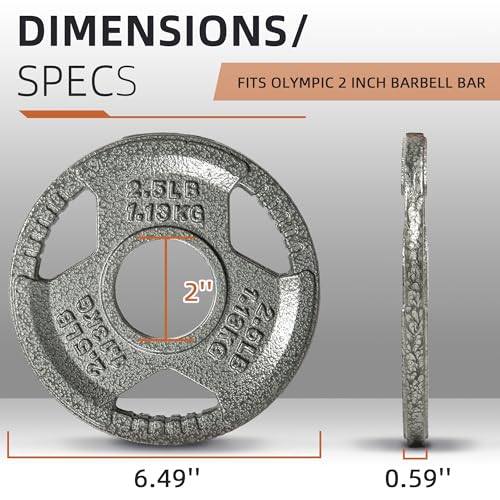Fitvids 2 Inch Olympic Barbell Weight Plates, 2.5 LB to 45 LB Plates for Home Gym Strength Training, Triple-handle Design - style: 2.5LB (Set of 4)