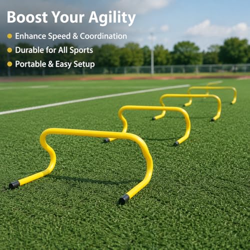 Speed Hurdles 23cm, 50- Training Hurdles with Handle, & Soccer Training Equipment for Athletes