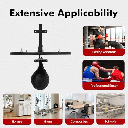 Speed Bag Platform, Speed Bag Platform Kit, Height Adjustable, 360° Rotatable, Wall-Mounted, Heavy Duty Boxing Training Equipment with Punching Ball for Boxing Enthusiast, Adult - color: Black