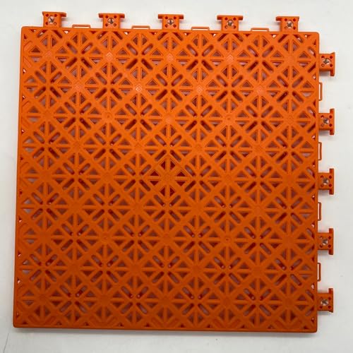 TRAX FLOOR Elegante Garage and Sport Court Tiles, 12" Interlocking Grid, 50-Pack, Covers 50 sq ft, Slip-Resistant, Self-Draining Polypropylene Modular Flooring (Orange) - color: Orange