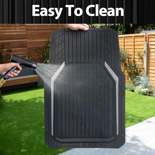 CAR PASS Heavy Duty Rubber Floor Mats for Car, Waterproof Liner Deep Dish Car Mats Full Sets, Universal Trim to Fit for SUV Truck Sedans Vans, All Weather Automotive Floor Mats 3pcs, Black and Gray - color: Black and Gray