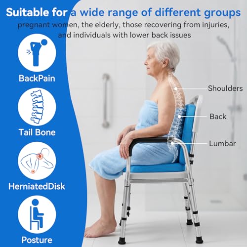U-Shaped Shower Chair Cushion with Backrest, High Density 3D Mesh Spa Bath Seat Pad, Non-Slip Washable for Shower Benches, Transfer Benches, Ideal for Elderly, Disabled, Pregnant Women