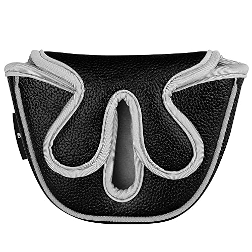 BigTeeth Golf Mallet Putter Head Cover Golf Club Protector Fit for Odessey Backstryke Centre Shaft Putter - color: Black
