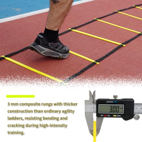 20ft Adjustable Agility Ladder with Carry Bag Training Equipment for Footwork Drills | Football Training Equipment & Speed Ladder for Soccer, Basketball – Fitness Feet Training