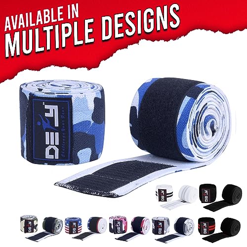 DEFY Knee Wraps for Weightlifting - Provides Knee Support for Powerlifting, Squats & Fitness Workouts - color: Blue Camo