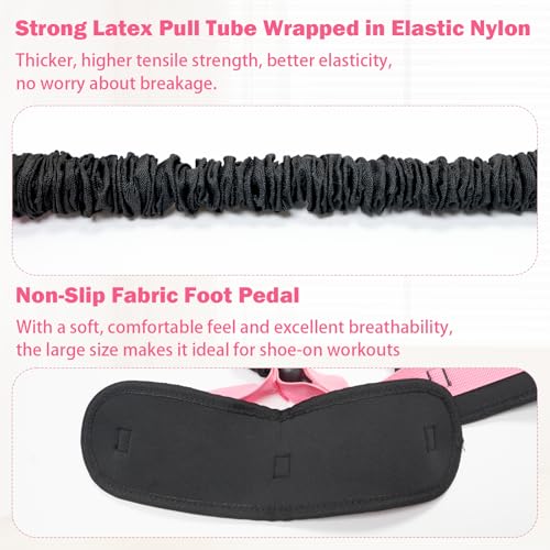 Pedal Resistance Band with Handle, 6-Tube Elastic Foot Pedal Resistance Band, Natural Rubber Ankle Puller Sit-up Exercise, Multifunction Fitness Band for Abdomen, Waist, Arm, Leg Stretching Training - color: Upgraded-Black Pink