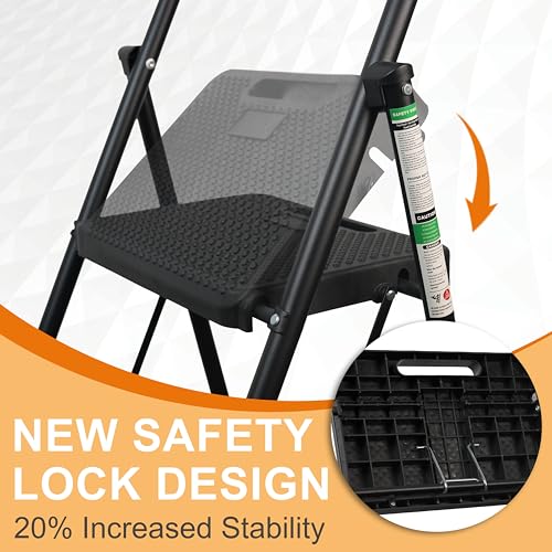 Arbusb Step Ladder, Folding Step Stool with Wide Anti-Slip Pedals, Sturdy Steel Ladder with Handrail, Space-Saving, Portable for Home & Adults, 4 Step Ladder - size: 4-step