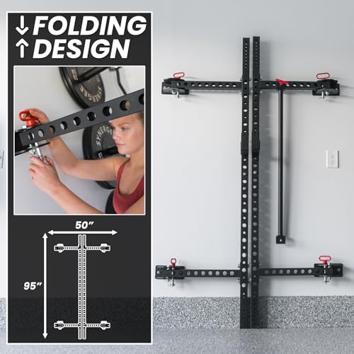 Synergee 2200 Folding Rack – 750 lb Capacity Power Cage - color: c) Black 95" x 21"
