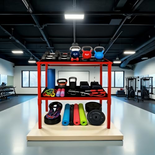 Commercial Heavy Duty Dumbbell/Kettlebell Rack Stand 500-800LBS | Heavy Duty One-Piece Welded Frame, Anti-Tip Non-Slip Base, Easy 6-Part 10-Min Assembly, Fitness Gear Storage for Garage - style: 2-Tier Large Capacity Dumbbell Rack - Red