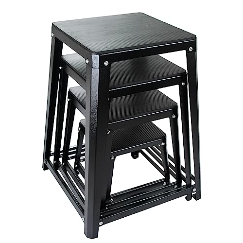 Plyometric Platform Box 12/18/20/24 Inch Fitness Exercise Jump Box Step for Fitting, Plyometric Box Jumping Exercise Training - color: Black set of 4