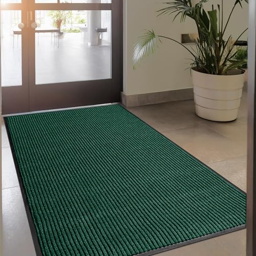 Durable Rubber Door Mat - Heavy Duty, Indoor/Outdoor, Easy Clean, Waterproof, Low-Profile Mat for Entry, Patio, Garage - Stylish (Green, 2' x 3' (Mud Trapper)) - color: Green, size: 2 x 3 feet