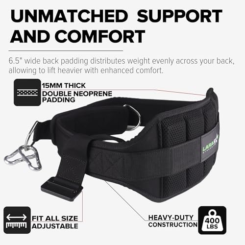 Belt for Belt Squat Dip Belt Weighted Pull Up, Heavy Duty with Structured Back Support and Squat Machine Compatible - color: Black