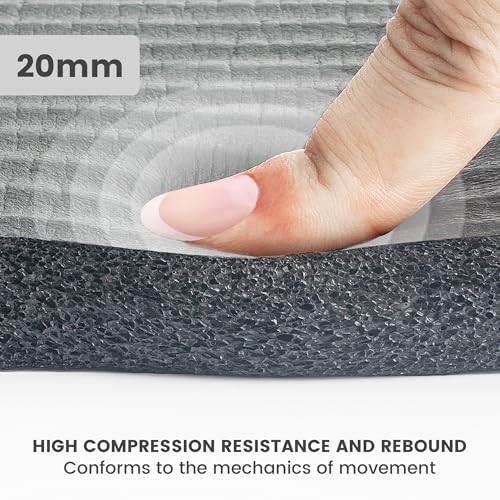 Yoga Knee Pad Cushion, 24 x 9.8 x 0.8 in Thick Mini Yoga Mat, Odor-Free NBR Workout Mat with Storage Strap, Small Exercise Mat for Yoga, Pilates, Kneeling, Planks & Home Gym - color: Gray