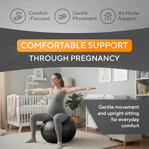 Exercise Ball – Yoga Ball for Pilates & Fitness - Birthing for Pregnancy, Stability, Core, Balance, Therapy for Physical Rehab, Workout for Home Gym & Office Chair, Fast Pump Included - color: Black, size: L (for Height 5'4" - 5'10")