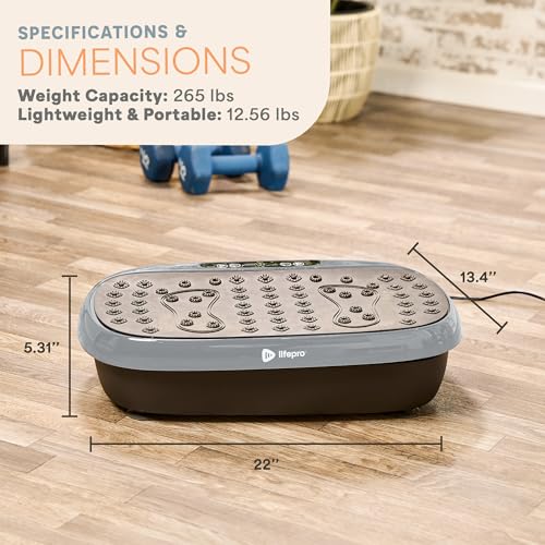 Lifepro HexaPlate Lite Vibration Plate Exercise Machine — Magnetic Acupoints, 99 Speeds & 10 Presets Vibration Platform Machine with Resistance Bands — Vibrating Plate for Lymphatic Drainage & Toning - color: Silver