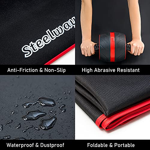 Exercise Mat for AB Roller AB Mat Thin of Large, Picnic Blanket Waterproof, Black Long Foldable Workout Oxford Polyester Fabric Mats for Home Gym Use, 99" (L) x 59" (W)